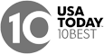 Logo with "10" inside a circle and "USA TODAY 10BEST" to the right in all caps.